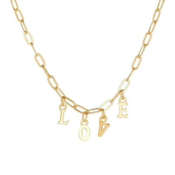 Gold Dainty Love Letters Chain Necklace - Picture 2 of 3
